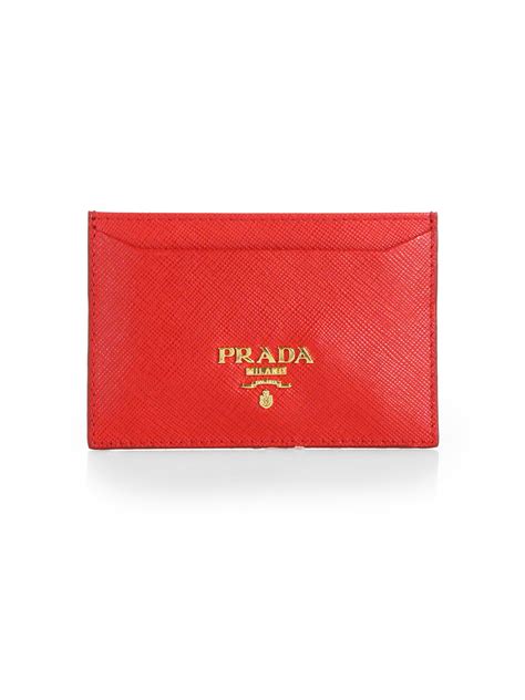 prada saffiano leather cardholder red|prada credit card holder wallet.